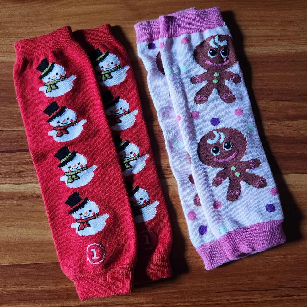 Kids Holiday Snowman and Gingerbread Leg Warmers